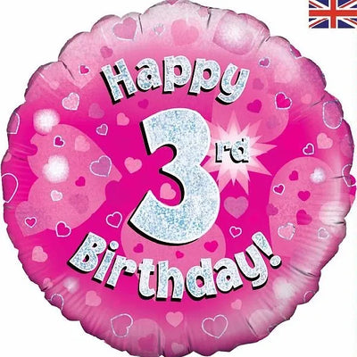 18IN HAPPY 3RD BIRTHDAY PINK FOIL BALLOON Daisy Devotion