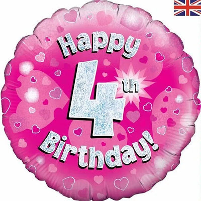 18IN HAPPY 4TH BIRTHDAY PINK FOIL BALLOON Daisy Devotion