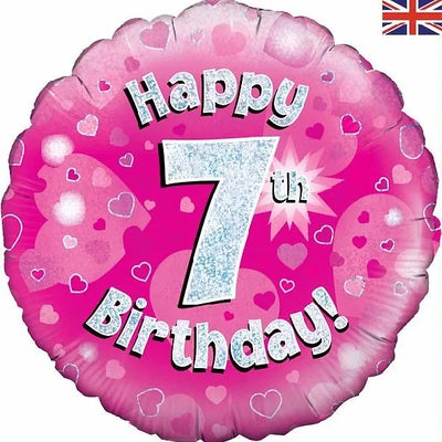 18IN HAPPY 7TH BIRTHDAY PINK FOIL BALLOON Daisy Devotion
