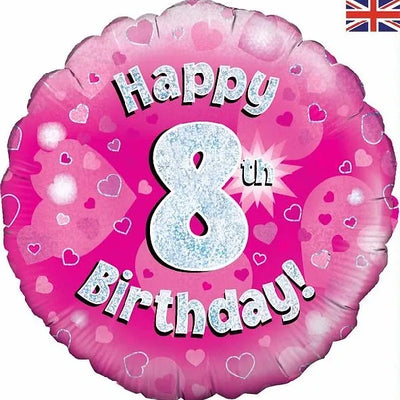 18IN HAPPY 8TH BIRTHDAY PINK FOIL BALLOON Daisy Devotion