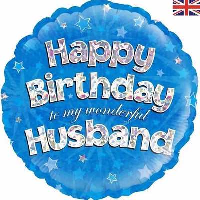 18IN HAPPY BIRTHDAY HUSBAND BLUE FOIL BALLOON Daisy Devotion