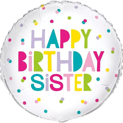 18IN HAPPY BIRTHDAY SISTER WHITE FOIL BALLOON Daisy Devotion