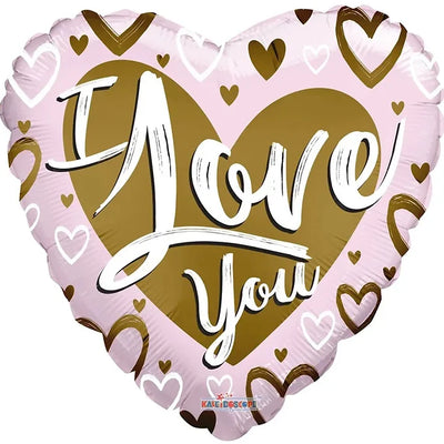 18IN I LOVE YOU MATT GOLD & PINK HEART FOIL BALLOON Daisy Devotion