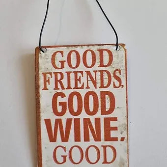 Good Friends Good Wine Good Times Retro Style Sign Daisy Devotion