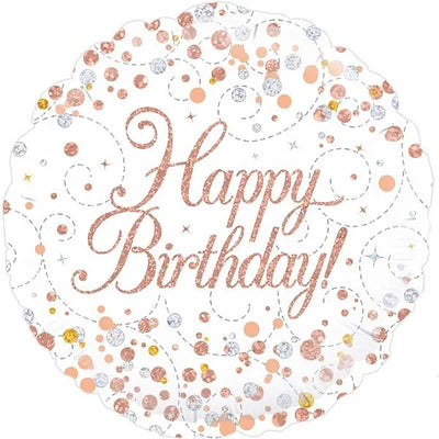 18IN FIZZ BIRTHDAY WHITE & ROSE GOLD FOIL BALLOON Daisy Devotion