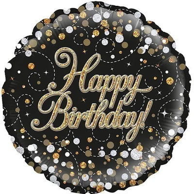 18IN FIZZ BIRTHDAY BLACK & GOLD FOIL BALLOON Daisy Devotion