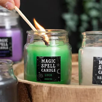 Green Tea 'Luck' Spell Candle Jar Daisy Devotion