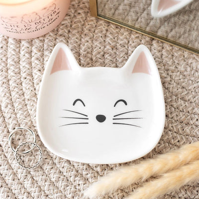 White Cat Face Trinket Dish image 0