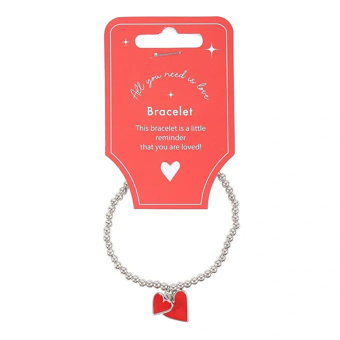 All You Need is Love Beaded Heart Charm Bracelet Daisy Devotion