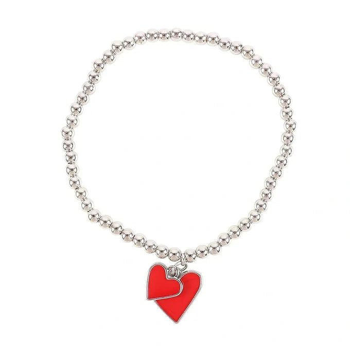 All You Need is Love Beaded Heart Charm Bracelet Daisy Devotion