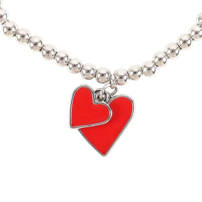 All You Need is Love Beaded Heart Charm Bracelet Daisy Devotion