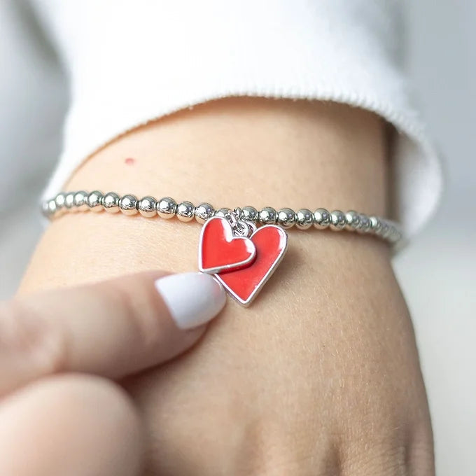 All You Need is Love Beaded Heart Charm Bracelet Daisy Devotion
