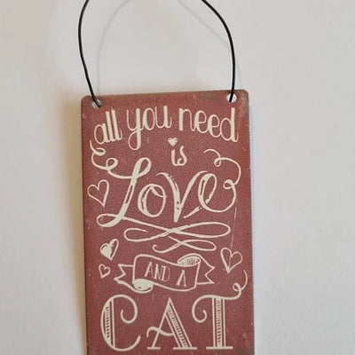 All You Need is Love & A Cat Retro Style Sign Daisy Devotion