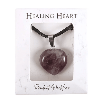Amethyst Healing Crystal Heart Necklace Daisy Devotion