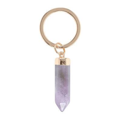 Amethyst Semi Precious Crystal Keyring Daisy Devotion