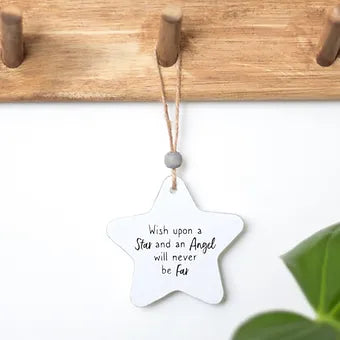 An Angel Will Never Be Far Hanging Star Sentiment Sign Daisy Devotion