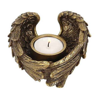 Antique Gold Single Angel Wing Tealight Holder Daisy Devotion