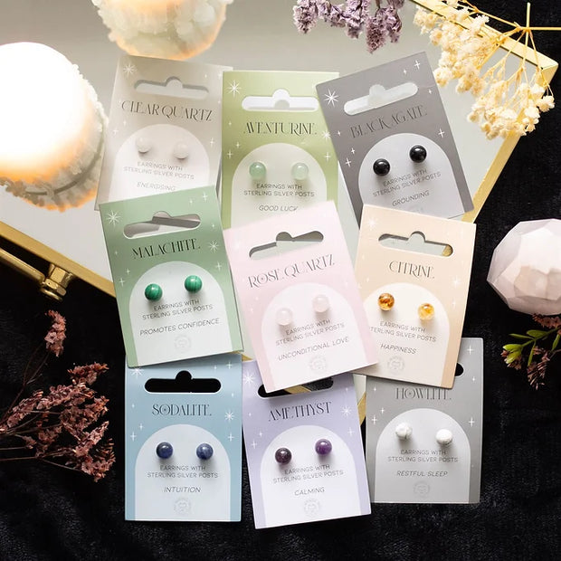 Aventurine Semi Precious Crystal Earrings Daisy Devotion