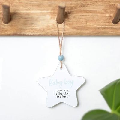 Baby Boy Hanging Star Sentiment Sign Daisy Devotion