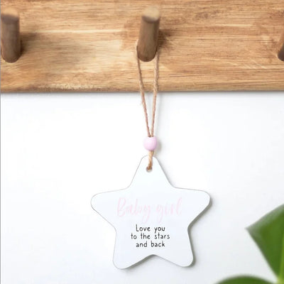 Baby Girl Hanging Star Sentiment Sign Daisy Devotion