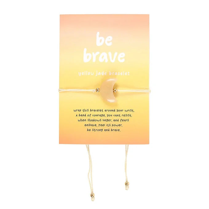 Be Brave Yellow Jade Crystal Moon Bracelet Daisy Devotion
