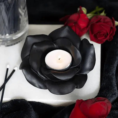 Black Rose Tealight Candle Holder Daisy Devotion