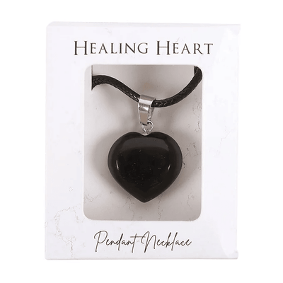 Black Obsidian Healing Crystal Heart Necklace Daisy Devotion