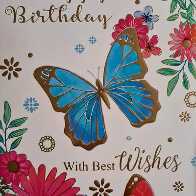 Blue Butterfly Birthday Card Daisy Devotion