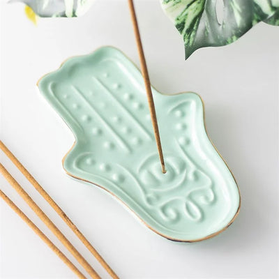 Blue Hamsa Hand Incense Stick Holder Daisy Devotion