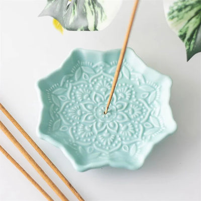 Blue Mandala Incense Stick Holder Daisy Devotion