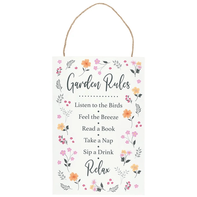 Botanical Garden Rules Hanging Sign Daisy Devotion