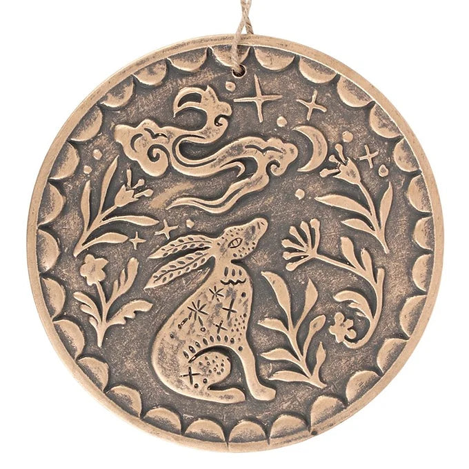 Bronze Midnight Hare Terracotta Plaque Daisy Devotion