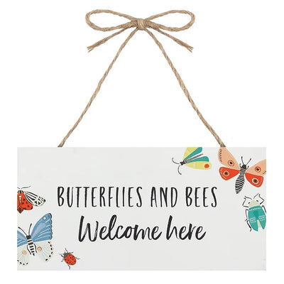 Butterflies & Bees Hanging Garden Sign Daisy Devotion