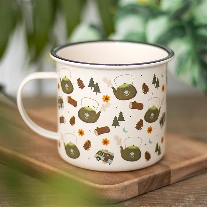 Camping Print Enamel Mug Daisy Devotion