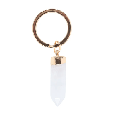 Clear Quartz Semi Precious Crystal Keyring Daisy Devotion