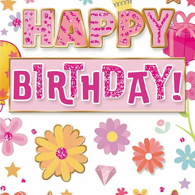 Colourful Glittery Birthday Card Daisy Devotion