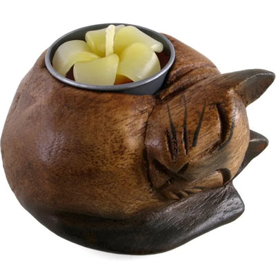 Curled Cat Tealight Holder Daisy Devotion