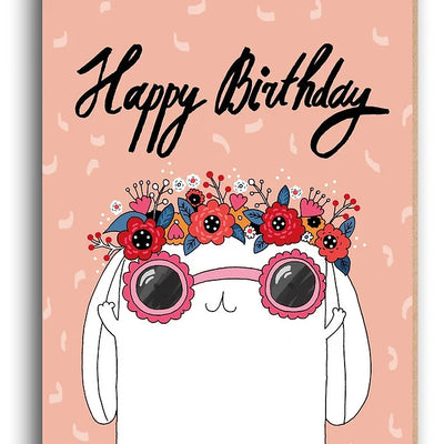 Cute Rabbit Birthday Card Daisy Devotion