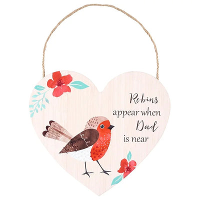 Dad Robin Hanging Heart Sign Daisy Devotion