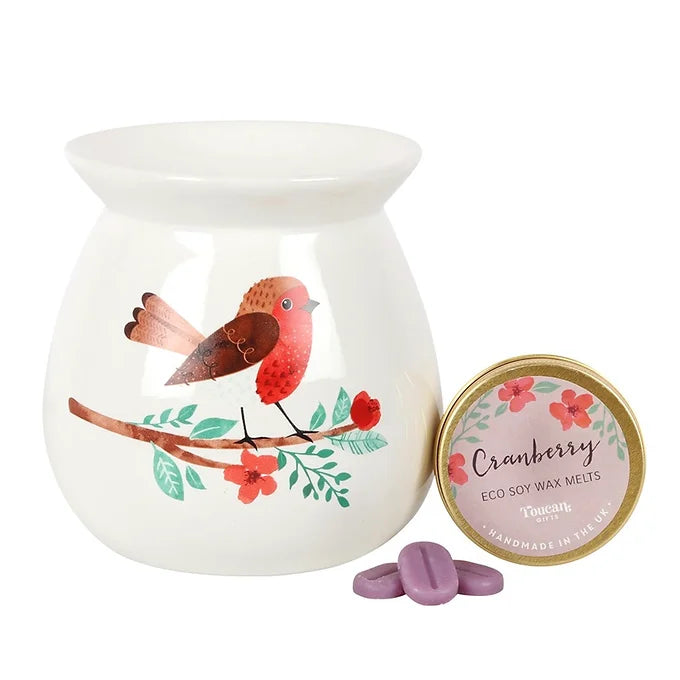 Garden Robin Wax Melt Burner Gift Set Daisy Devotion