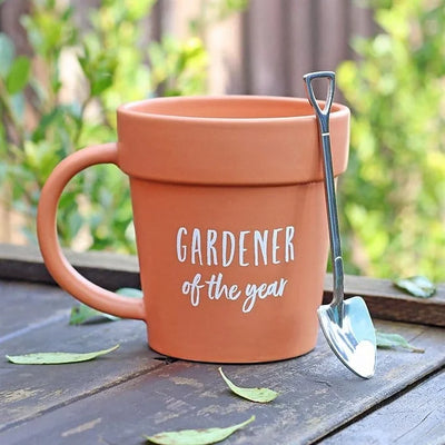 Gardener Of The Year Plant Pot Mug and Shovel Spoon Daisy Devotion