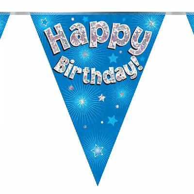 HAPPY BIRTHDAY BLUE PENNANT BANNER Daisy Devotion