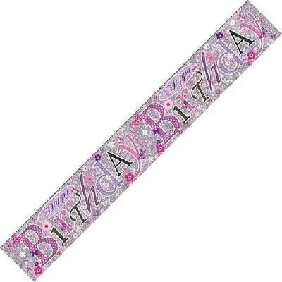 HAPPY BIRTHDAY PINK 9FT FOIL BANNER Daisy Devotion