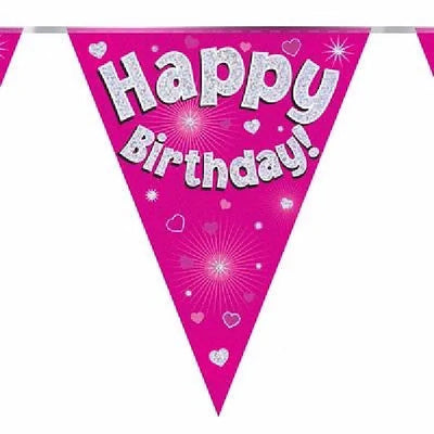HAPPY BIRTHDAY PINK PENNANT BANNER Daisy Devotion