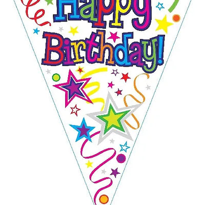 HAPPY BIRTHDAY RIBBONS & STARS PENNANT BANNER Daisy Devotion