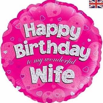 18IN HAPPY BIRTHDAY WIFE FOIL BALLOON Daisy Devotion
