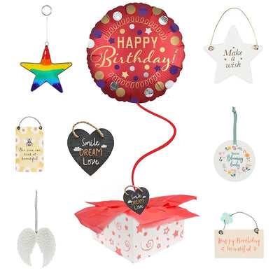 Happy Birthday Balloon with Gift Weight 3 Daisy Devotion