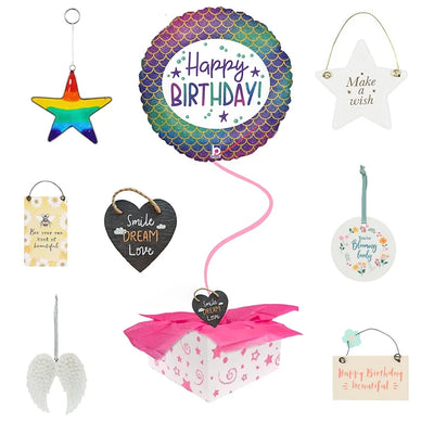 Happy Birthday Balloon with Gift Weight 7 Daisy Devotion