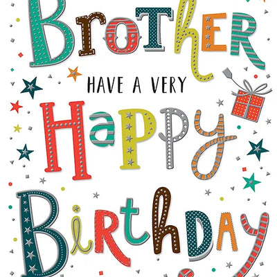 Happy Birthday Brother Stars & Coloured Letters Card Daisy Devotion