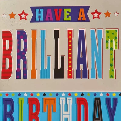 Happy Birthday Brother Silver & Coloured Letters Card Daisy Devotion